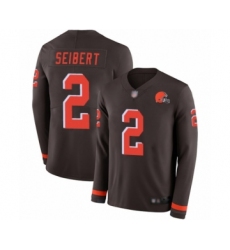 Youth Cleveland Browns #2 Austin Seibert Limited Brown Therma Long Sleeve Football Jersey