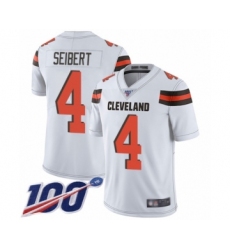 Youth Cleveland Browns #4 Austin Seibert White Vapor Untouchable Limited Player 100th Season Football Jersey