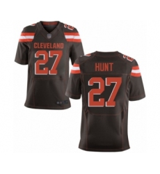 Men's Cleveland Browns #27 Kareem Hunt Elite Brown Team Color Football Jersey