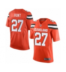 Men's Cleveland Browns #27 Kareem Hunt Elite Orange Alternate Football Jersey