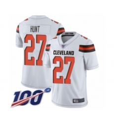 Men's Cleveland Browns #27 Kareem Hunt White Vapor Untouchable Limited Player 100th Season Football Jersey