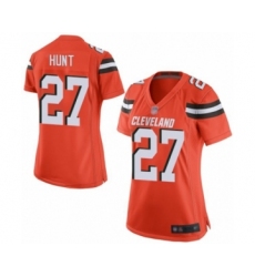 Women's Cleveland Browns #27 Kareem Hunt Game Orange Alternate Football Jersey