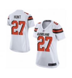 Women's Cleveland Browns #27 Kareem Hunt Game White Football Jersey