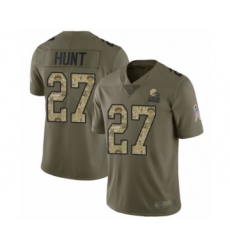 Youth Cleveland Browns #27 Kareem Hunt Limited Olive Camo 2017 Salute to Service Football Jersey
