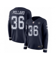 Women's Dallas Cowboys #36 Tony Pollard Limited Navy Blue Therma Long Sleeve Football Jersey