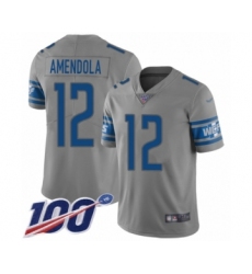 Men's Detroit Lions #12 Danny Amendola Limited Gray Inverted Legend 100th Season Football Jersey