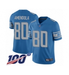 Men's Detroit Lions #80 Danny Amendola Blue Team Color Vapor Untouchable Limited Player 100th Season Football Jersey
