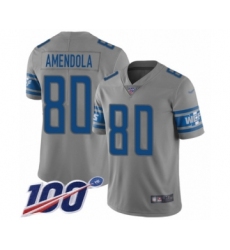 Men's Detroit Lions #80 Danny Amendola Limited Gray Inverted Legend 100th Season Football Jersey