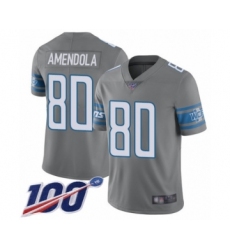 Men's Detroit Lions #80 Danny Amendola Limited Steel Rush Vapor Untouchable 100th Season Football Jersey