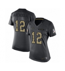 Women's Detroit Lions #12 Danny Amendola Limited Black 2016 Salute to Service Football Jersey