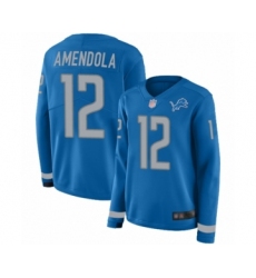 Women's Detroit Lions #12 Danny Amendola Limited Blue Therma Long Sleeve Football Jersey