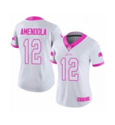 Women's Detroit Lions #12 Danny Amendola Limited White Pink Rush Fashion Football Jersey