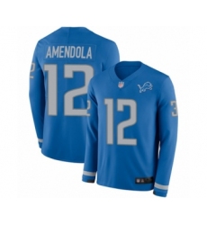 Youth Detroit Lions #12 Danny Amendola Limited Blue Therma Long Sleeve Football Jersey