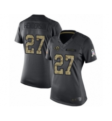 Women's Los Angeles Rams #27 Darrell Henderson Limited Black 2016 Salute to Service Football Jersey