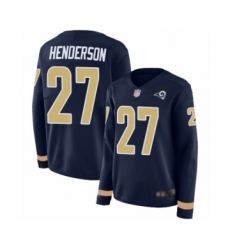 Women's Los Angeles Rams #27 Darrell Henderson Limited Navy Blue Therma Long Sleeve Football Jersey