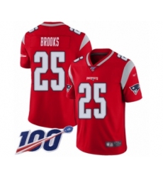 Men's New England Patriots #25 Terrence Brooks Limited Red Inverted Legend 100th Season Football Jersey