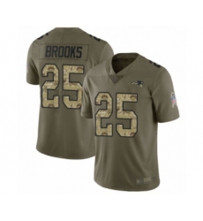 Youth New England Patriots #25 Terrence Brooks Limited Olive Camo 2017 Salute to Service Football Jersey