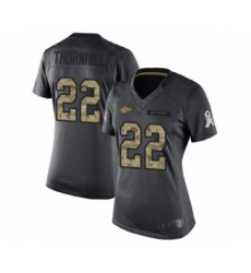 Women's Kansas City Chiefs #22 Juan Thornhill Limited Olive Camo 2017 Salute to Service Football Jersey