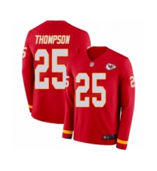 Men's Kansas City Chiefs #25 Darwin Thompson Limited Red Therma Long Sleeve Football Jersey