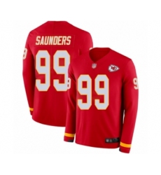 Youth Kansas City Chiefs #99 Khalen Saunders Limited Red Therma Long Sleeve Football Jersey