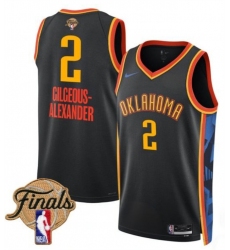 Men's Oklahoma City Thunder #2 Shai Gilgeous-Alexander Black 2025 Finals City Edition Stitched Basketball Jersey
