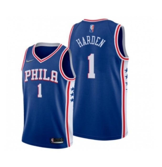 Men's James Harden #1 Philadelphia 76ers Icon Edition Blue Jersey