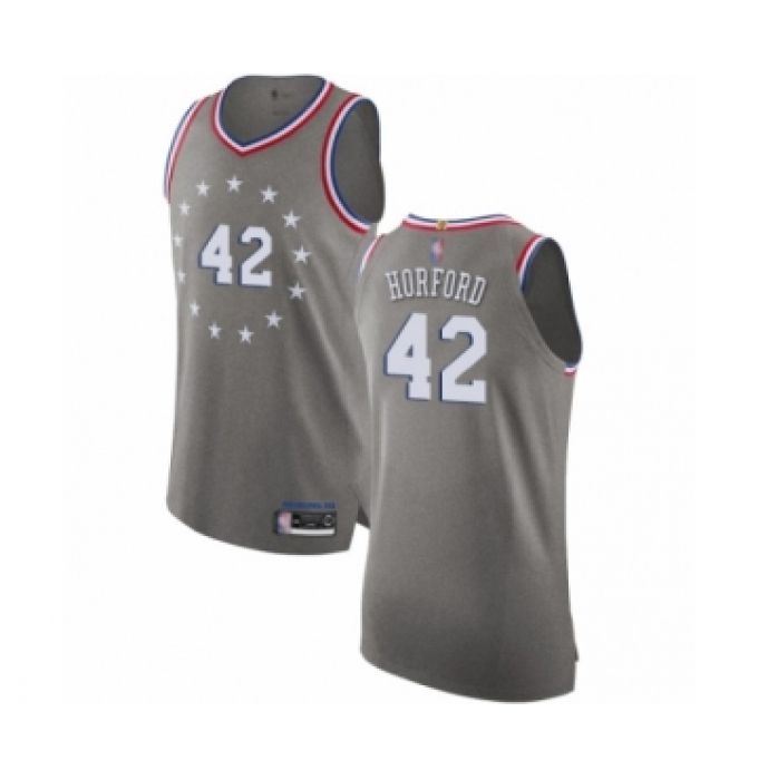 Men's Philadelphia 76ers #42 Al Horford Authentic Gray Basketball Jersey - City Edition