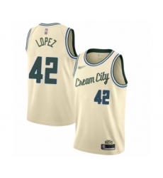 Youth Milwaukee Bucks #42 Robin Lopez Swingman Cream Basketball Jersey - 2019 20 City Edition