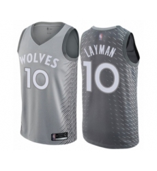 Men's Minnesota Timberwolves #10 Jake Layman Authentic Gray Basketball Jersey - City Edition