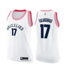 Women's Memphis Grizzlies #17 Jonas Valanciunas Swingman White Pink Fashion Basketball Jersey
