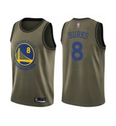 Youth Golden State Warriors #8 Alec Burks Swingman Green Salute to Service Basketball Jersey