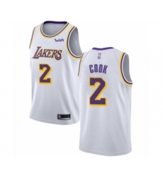 Men's Los Angeles Lakers #2 Quinn Cook Authentic White Basketball Jersey - Association Edition