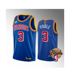 Mens Golden State Warriors #3 Jordan Poole 2022 Royal NBA Finals Stitched Jersey