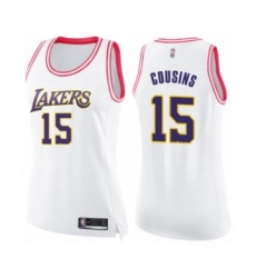 Women's Los Angeles Lakers #15 DeMarcus Cousins Swingman White Pink Fashion Basketball Jersey