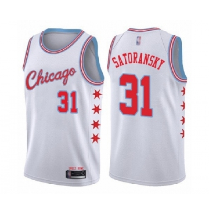 Men's Chicago Bulls #31 Tomas Satoransky Authentic White Basketball Jersey - City Edition
