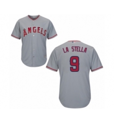 Men's Los Angeles Angels of Anaheim #9 Tommy La Stella Replica Grey Road Cool Base Baseball Jersey