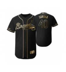 Men's 2019 Golden Edition Atlanta Braves Black #40 Mike Soroka Flex Base Jersey
