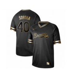 Men's Atlanta Braves #40 Mike Soroka Authentic Black Gold Fashion Baseball Jersey