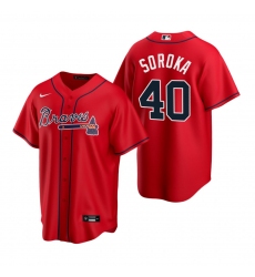 Men's Nike Atlanta Braves #40 Mike Soroka Red Alternate Stitched Baseball Jersey