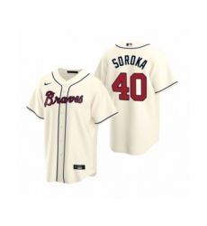 Women Atlanta Braves #40 Mike Soroka Nike Cream 2020 Replica Alternate Jersey