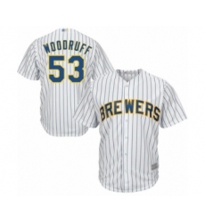Men's Milwaukee Brewers #53 Brandon Woodruff Replica White Home Cool Base Baseball Jersey