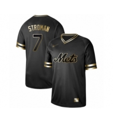 Men's New York Mets #7 Marcus Stroman Authentic Black Gold Fashion Baseball Jersey