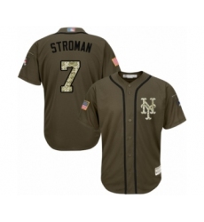Youth New York Mets #7 Marcus Stroman Authentic Green Salute to Service Baseball Jersey