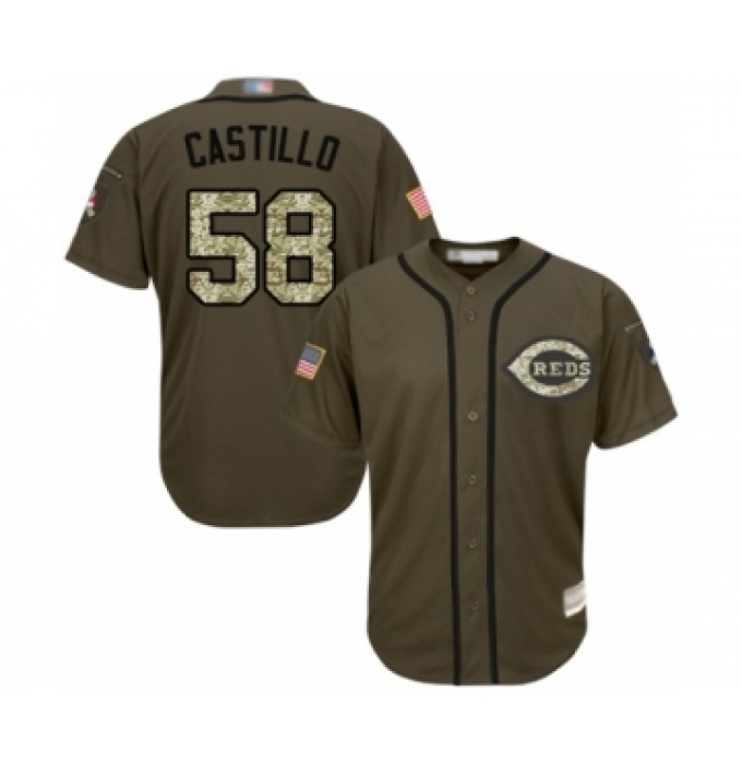 Youth Cincinnati Reds #58 Luis Castillo Authentic Green Salute to Service Baseball Jersey