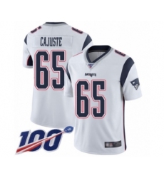 Youth New England Patriots #65 Yodny Cajuste White Vapor Untouchable Limited Player 100th Season Football Jersey