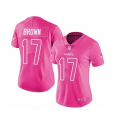 Women's New England Patriots #17 Antonio Brown Limited Pink Rush Fashion Football Jersey