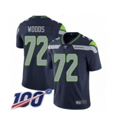 Youth Seattle Seahawks #72 Al Woods Navy Blue Team Color Vapor Untouchable Limited Player 100th Season Football Jersey