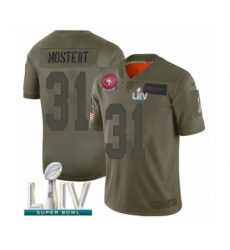 Youth San Francisco 49ers #31 Raheem Mostert Limited Olive 2019 Salute to Service Super Bowl LIV Bound Football Jersey