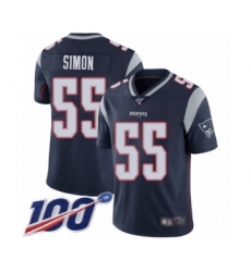 Youth New England Patriots #55 John Simon Navy Blue Team Color Vapor Untouchable Limited Player 100th Season Football Jersey