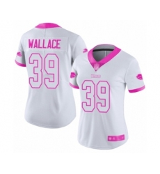 Women's Buffalo Bills #39 Levi Wallace Limited White Pink Rush Fashion Football Jersey